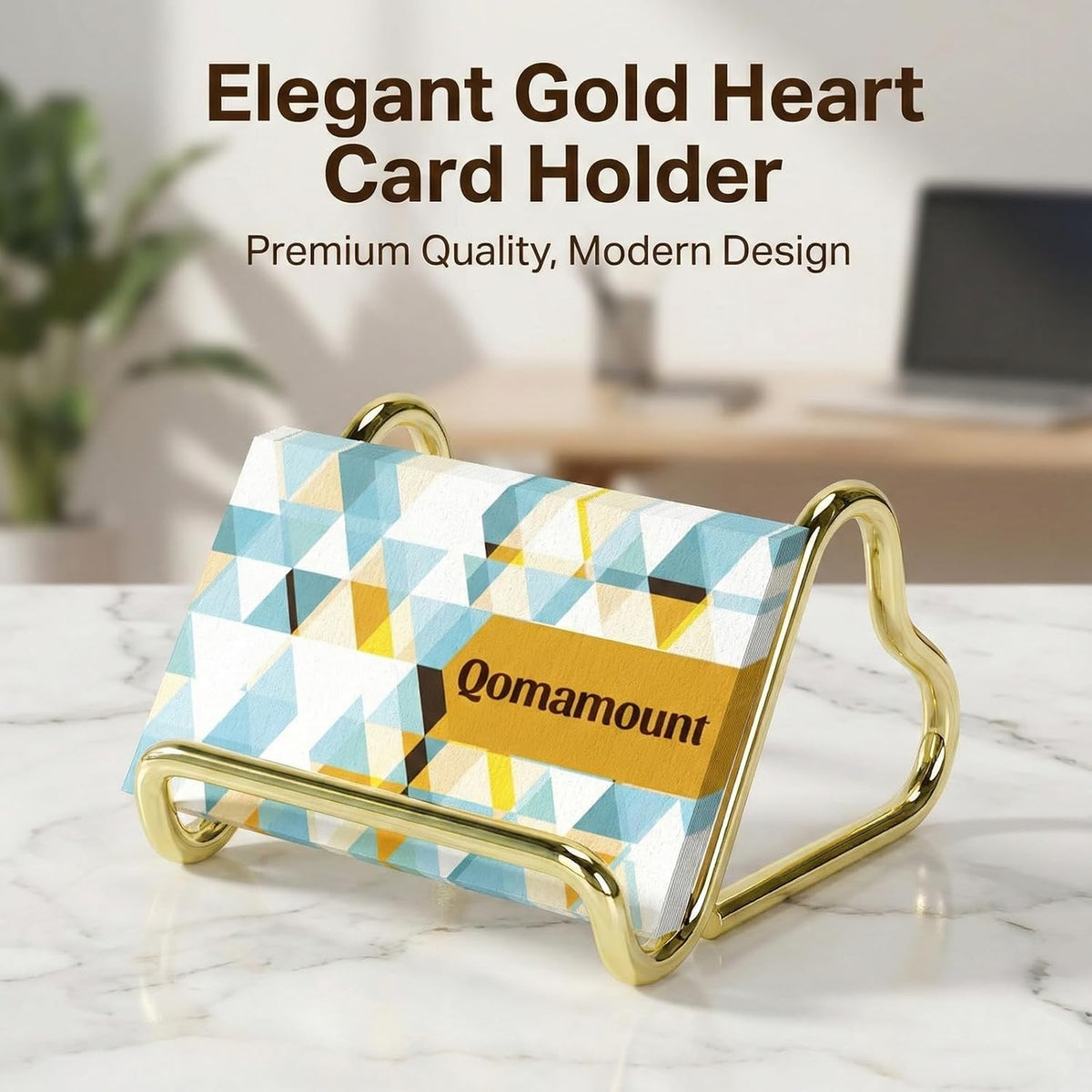 Business Card Holder,Cute Heart-Shaped Metal Card Display Stand,Vertical Desktop Name Card Organizer,Small Phone Stand & Photo Holder for Office,Wedding,Reception,Exhibition(Rose gold)