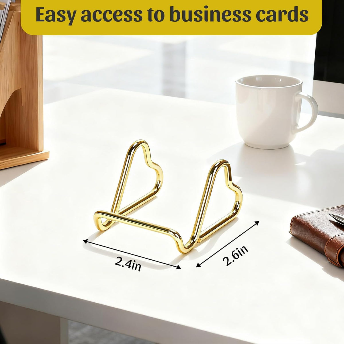 Business Card Holder,Cute Heart-Shaped Metal Card Display Stand,Vertical Desktop Name Card Organizer,Small Phone Stand & Photo Holder for Office,Wedding,Reception,Exhibition(Rose gold)