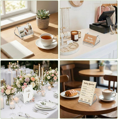 Business Card Holder,Cute Heart-Shaped Metal Card Display Stand,Vertical Desktop Name Card Organizer,Small Phone Stand & Photo Holder for Office,Wedding,Reception,Exhibition(Rose gold)