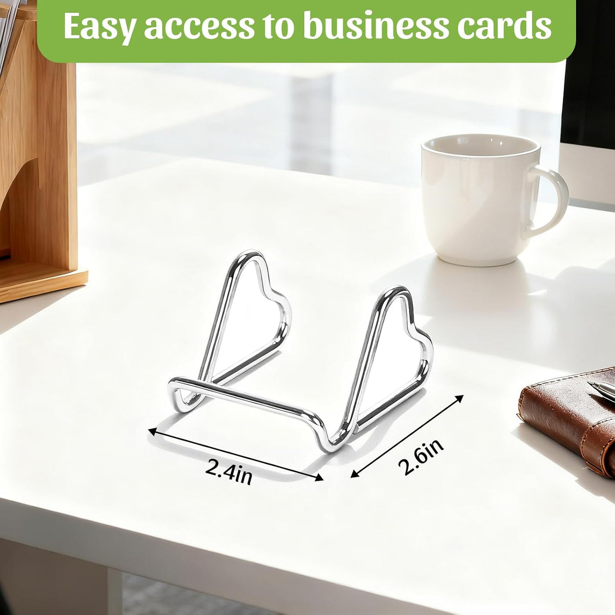 Business Card Holder,Cute Heart-Shaped Metal Card Display Stand,Vertical Desktop Name Card Organizer,Small Phone Stand & Photo Holder for Office,Wedding,Reception,Exhibition(Rose gold)