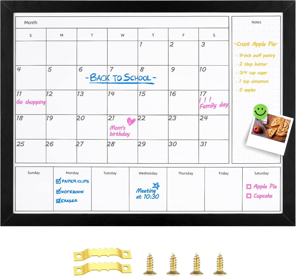 3-in-1 Dry Erase Calendar for Wall, Magnetic Surface Calendar Whiteboard