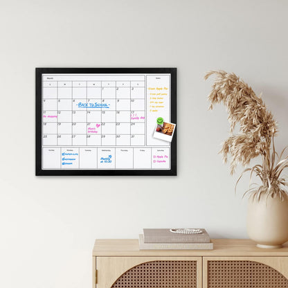 3-in-1 Dry Erase Calendar for Wall, Magnetic Surface Calendar Whiteboard