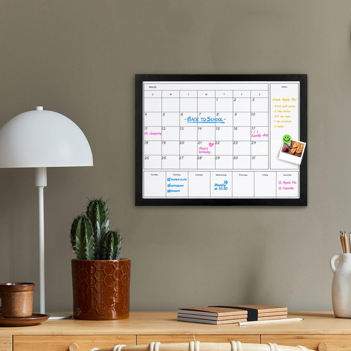 3-in-1 Dry Erase Calendar for Wall, Magnetic Surface Calendar Whiteboard
