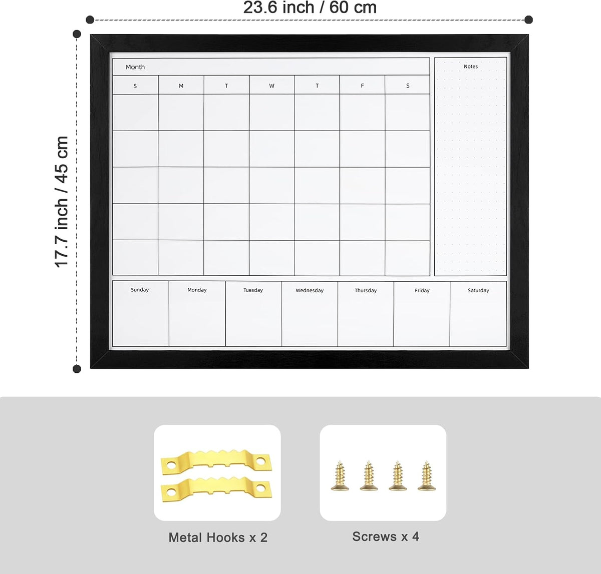 3-in-1 Dry Erase Calendar for Wall, Magnetic Surface Calendar Whiteboard