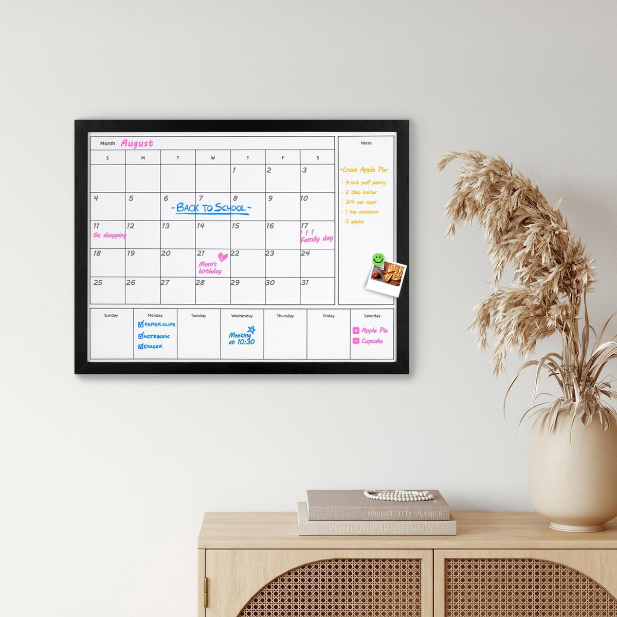 3-in-1 Dry Erase Calendar for Wall, Magnetic Surface Calendar Whiteboard