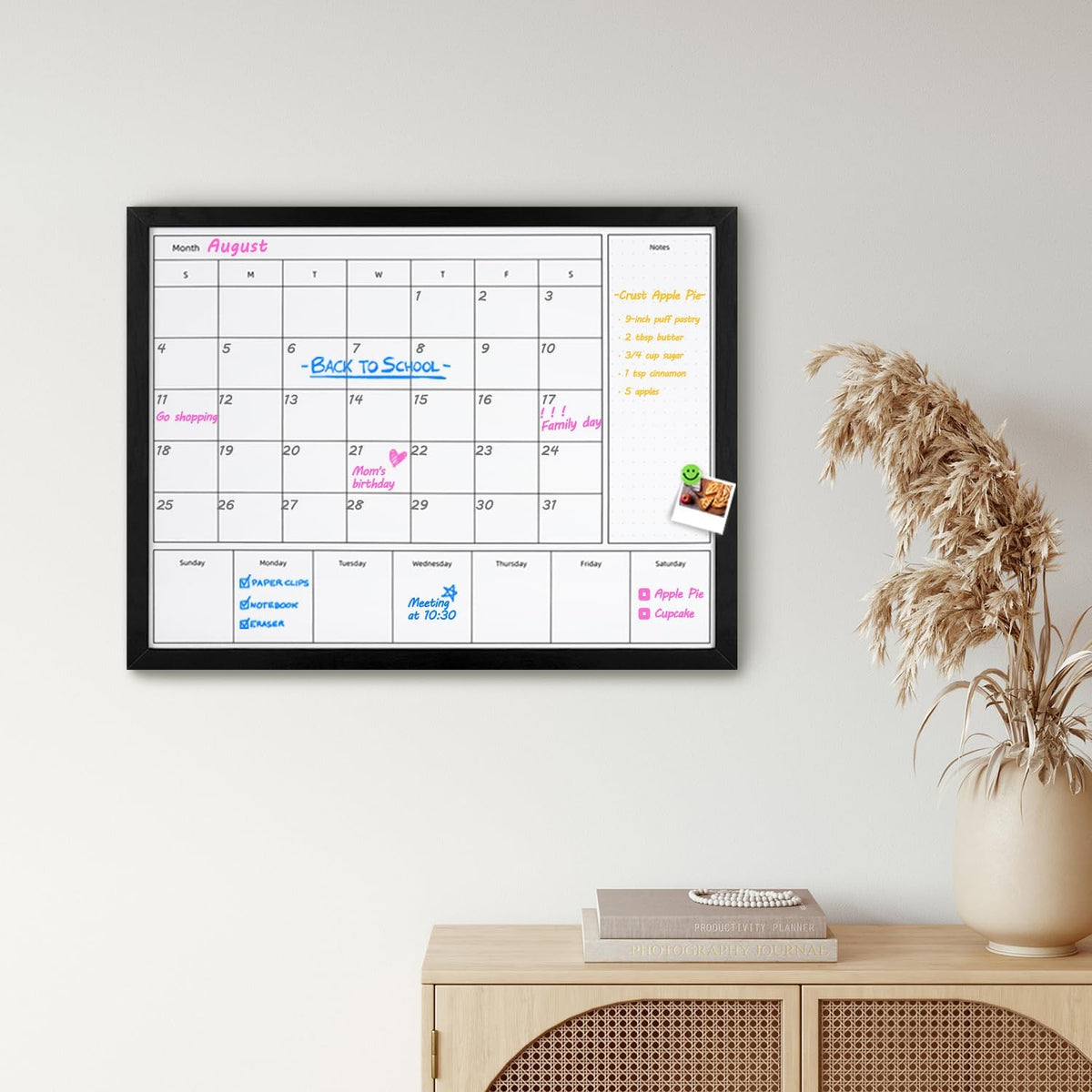 3-in-1 Dry Erase Calendar for Wall, Magnetic Surface Calendar Whiteboard