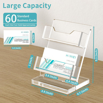 Business Card Holder Desk, Acrylic Business Card Display, 2 Tier Clear Business Card Stand for Office, Exhibition, Meeting, Home, 120 Card Capacity