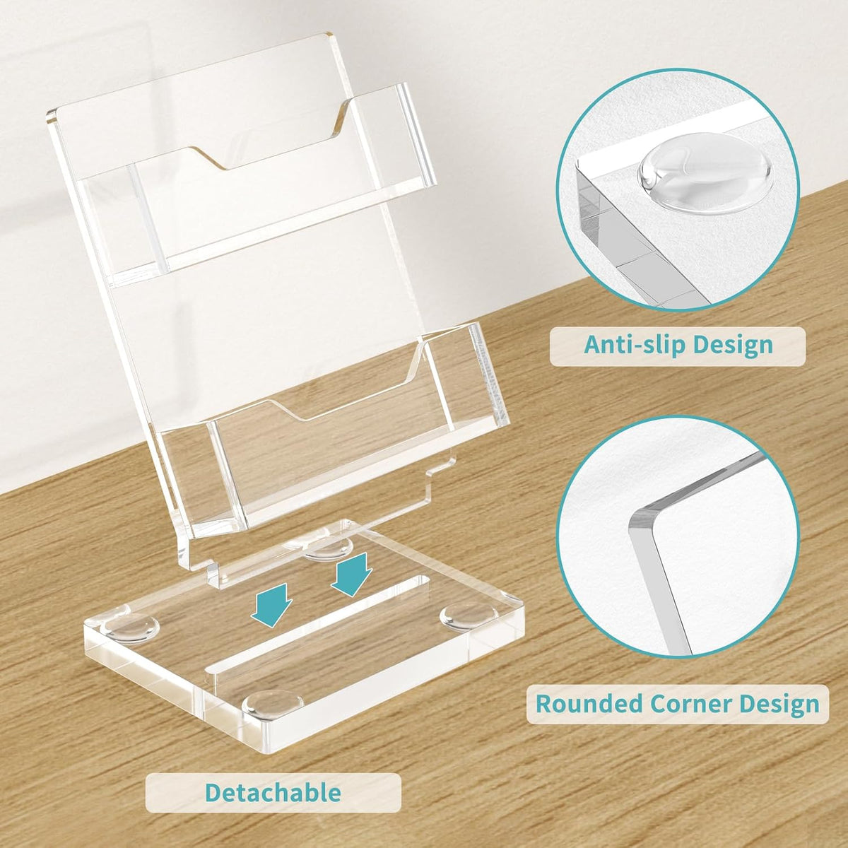 Business Card Holder Desk, Acrylic Business Card Display, 2 Tier Clear Business Card Stand for Office, Exhibition, Meeting, Home, 120 Card Capacity