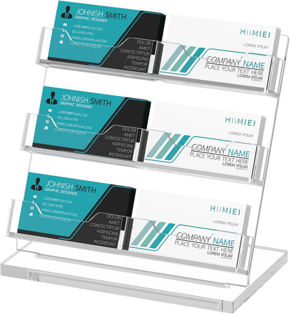Business Card Holder Desk, Acrylic Business Card Display, 2 Tier Clear Business Card Stand for Office, Exhibition, Meeting, Home, 120 Card Capacity