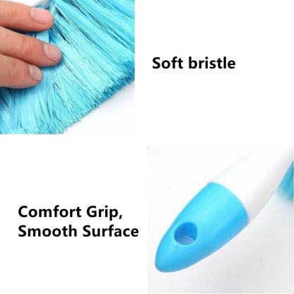 2 Pack Soft Bristle Bed Sheets Sweeping Cleaning Brush with Long Hand, Counter Duster for Debris Hair Remover Desk Quilt Sofa Furniture (Blue, Green)