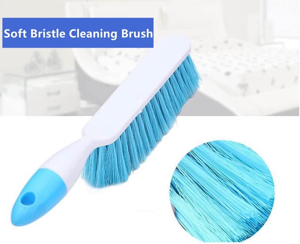 2 Pack Soft Bristle Bed Sheets Sweeping Cleaning Brush with Long Hand, Counter Duster for Debris Hair Remover Desk Quilt Sofa Furniture (Blue, Green)