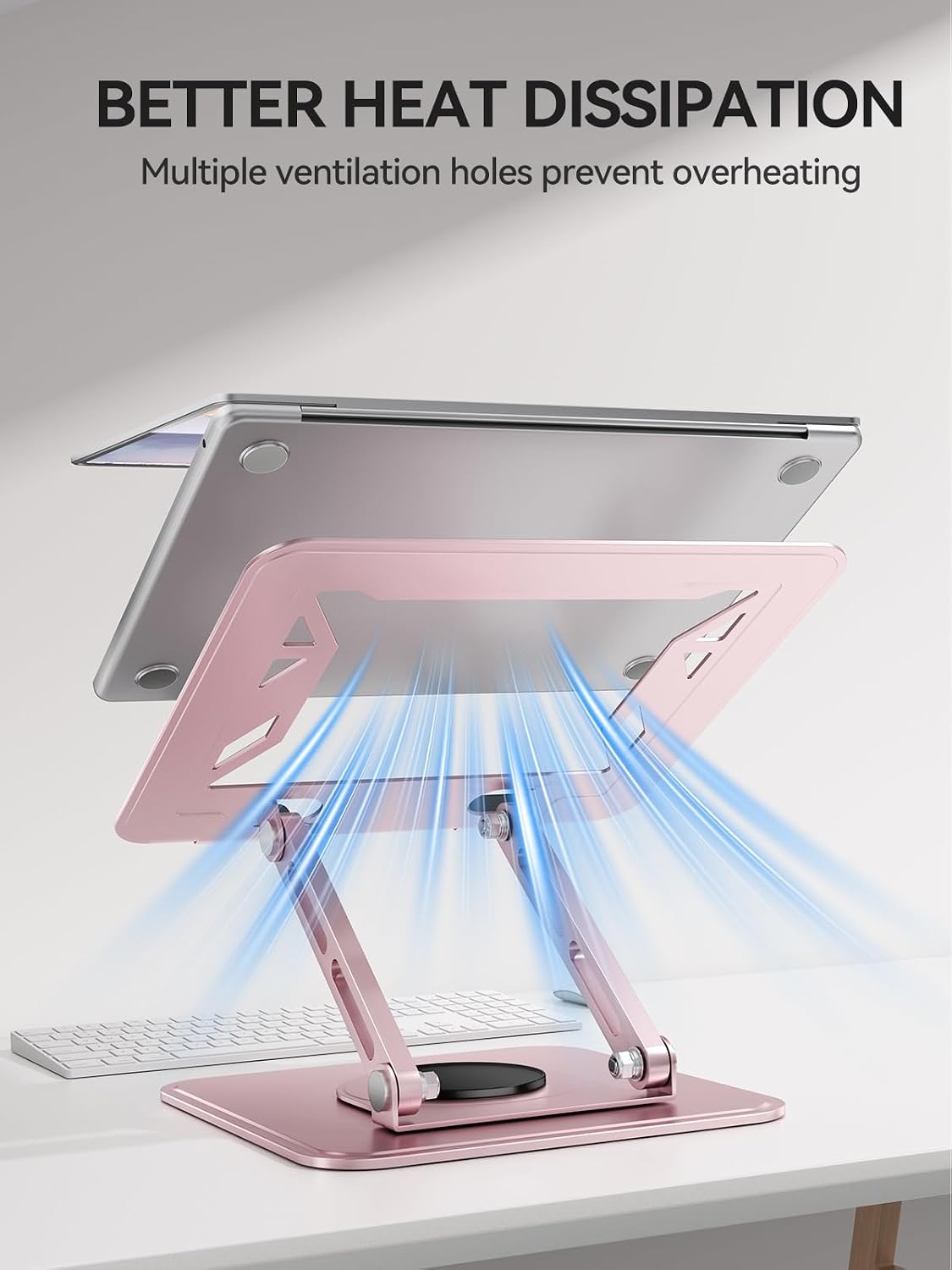 Laptop Stand for Desk, Adjustable Computer Stand Holder with 360° Rotating Base, Ergonomic Laptop Riser Compatible with MacBook Pro Air, All Laptops 10-15.6"-Black