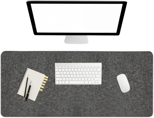 Felt Desk Mat 35.4 x 15.7 Inch, Large Desk Pad Protector for Keyboard and Mouse, Non-Slip Desk Blotter for Office & Home, Charcoal Gray Felt Mouse Pad