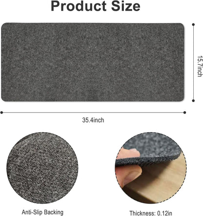Felt Desk Mat 35.4 x 15.7 Inch, Large Desk Pad Protector for Keyboard and Mouse, Non-Slip Desk Blotter for Office & Home, Charcoal Gray Felt Mouse Pad