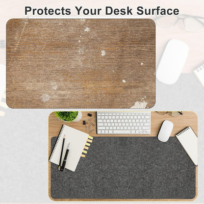 Felt Desk Mat 35.4 x 15.7 Inch, Large Desk Pad Protector for Keyboard and Mouse, Non-Slip Desk Blotter for Office & Home, Charcoal Gray Felt Mouse Pad