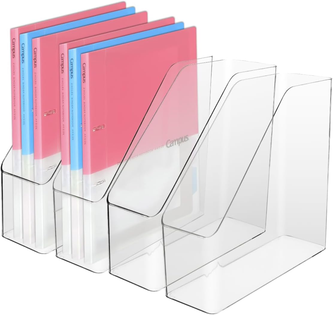 4Pcs Clear Acrylic Magazine File Holder Desktop Storage Organizer