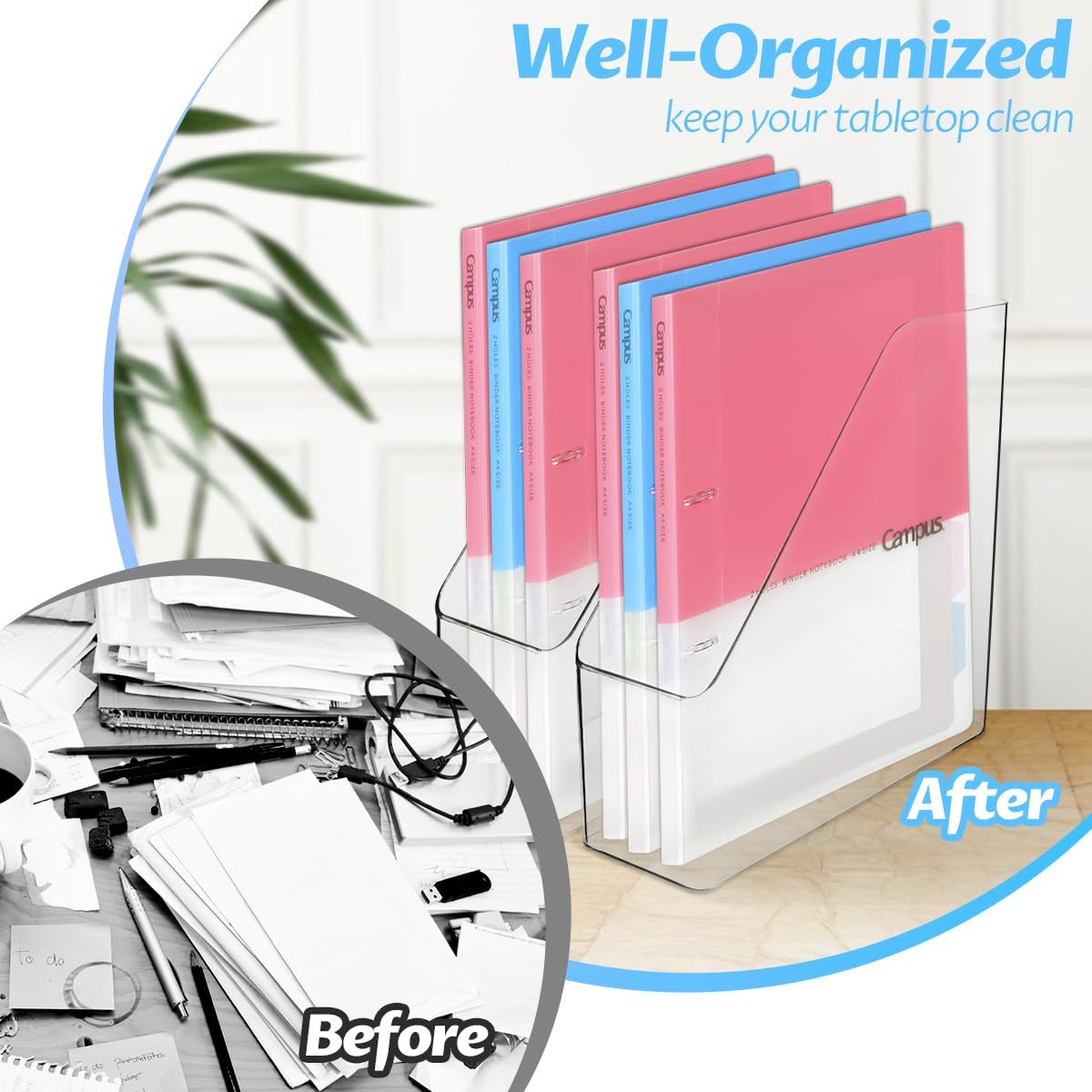4Pcs Clear Acrylic Magazine File Holder Desktop Storage Organizer