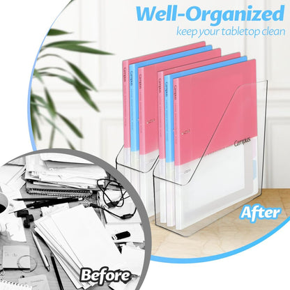 4Pcs Clear Acrylic Magazine File Holder Desktop Storage Organizer