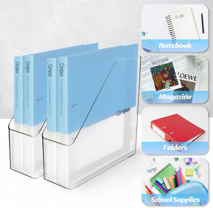 4Pcs Clear Acrylic Magazine File Holder Desktop Storage Organizer
