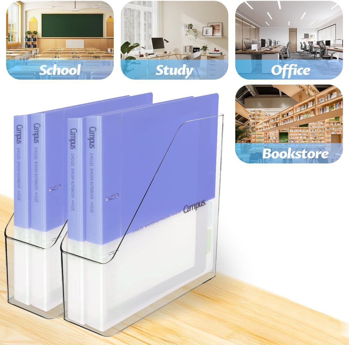 4Pcs Clear Acrylic Magazine File Holder Desktop Storage Organizer