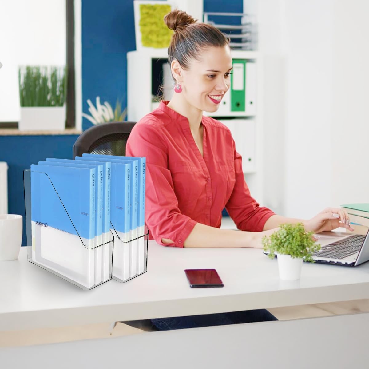 4Pcs Clear Acrylic Magazine File Holder Desktop Storage Organizer