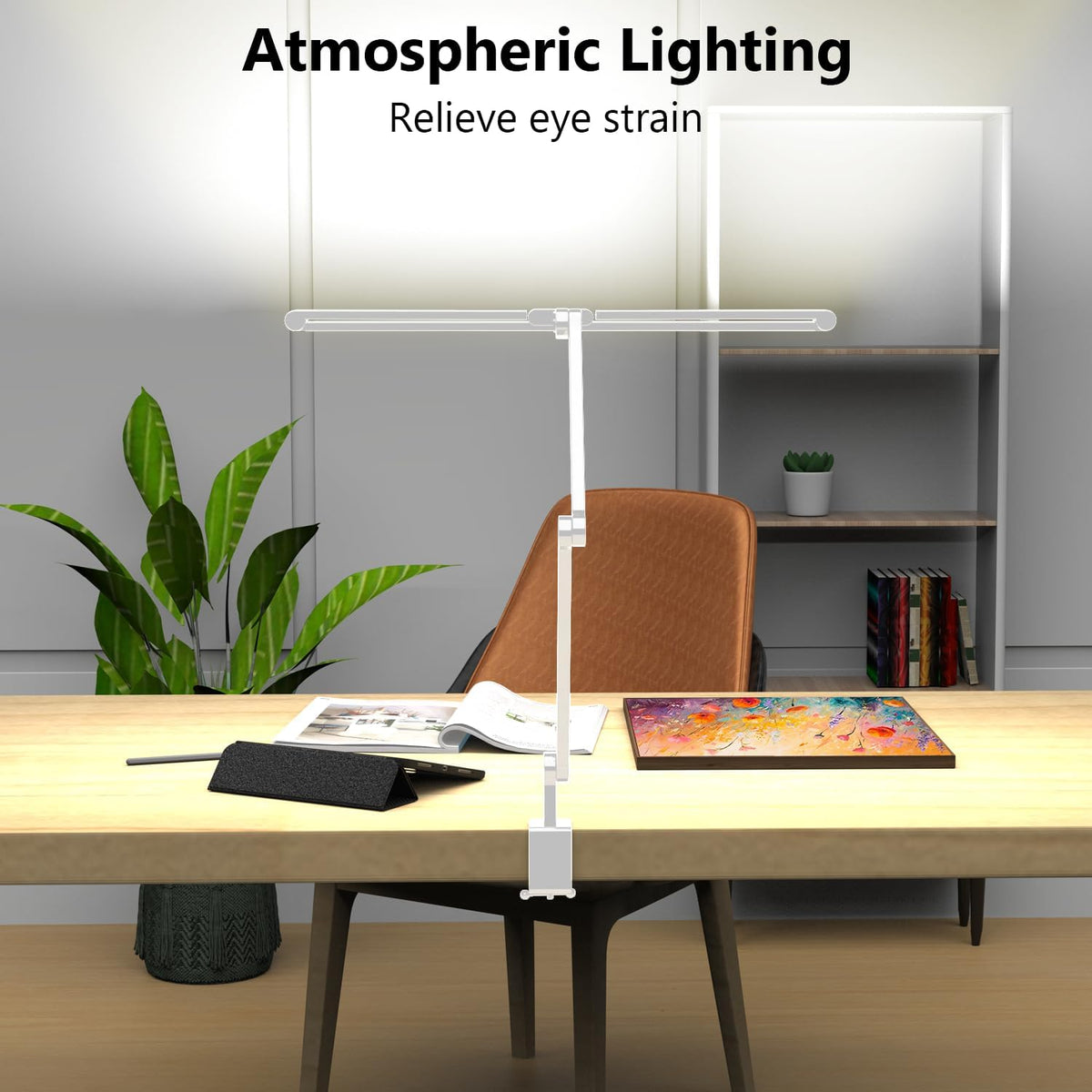 3000 Lumen Ultra Bright Architect Desk Lamp with Clamp, 36W Tall Overhead Led Desk Light for Home Office, 47Inch Long Dimmable Computer Monitor Light Bar with Remote for Table Desktop Drafting