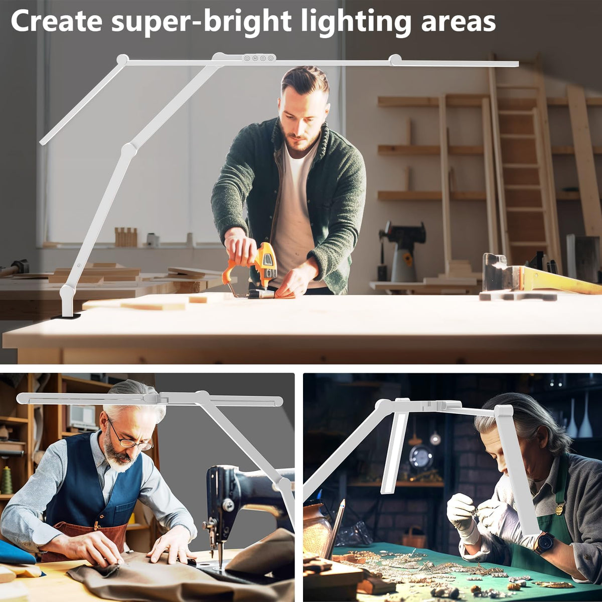 3000 Lumen Ultra Bright Architect Desk Lamp with Clamp, 36W Tall Overhead Led Desk Light for Home Office, 47Inch Long Dimmable Computer Monitor Light Bar with Remote for Table Desktop Drafting