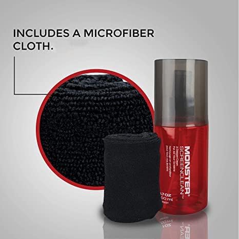 Screen Cleaner Kit with Microfiber Cloth, 6.7 oz (200 mL) Monitor Cleaning Spray for HDTVs, Laptops, Tablets, Smartphones and Eyeglasses, White/Black/Red