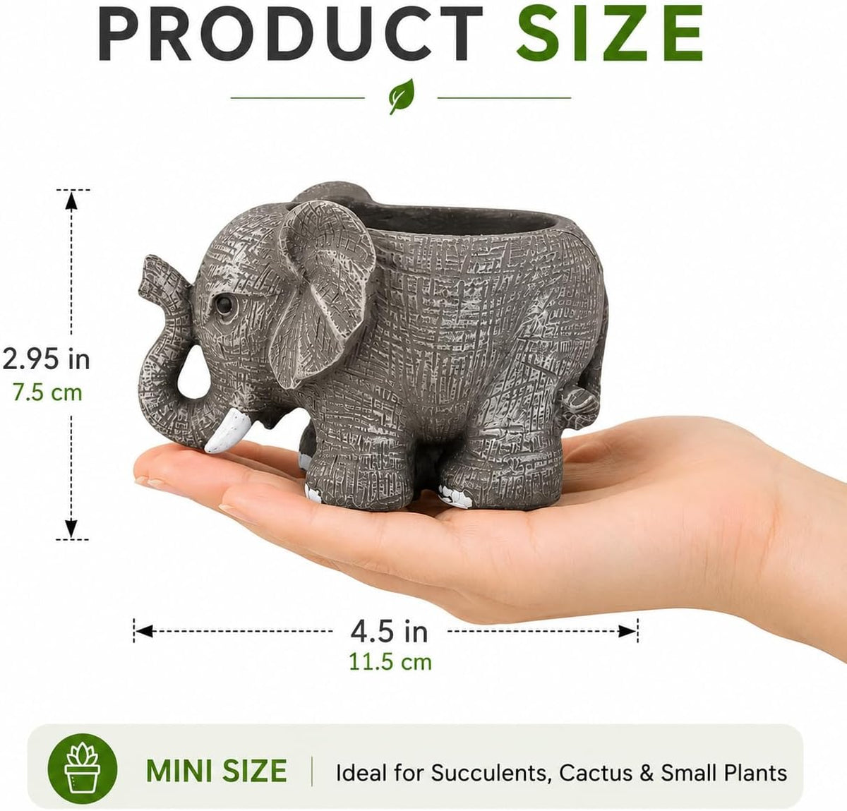 Mini Elephant Succulent Planter Pot, Cute Resin Animal Flower Pot for Succulents, Cactus & Small Plants, Small Decorative Desk Planter for Home Office Decor