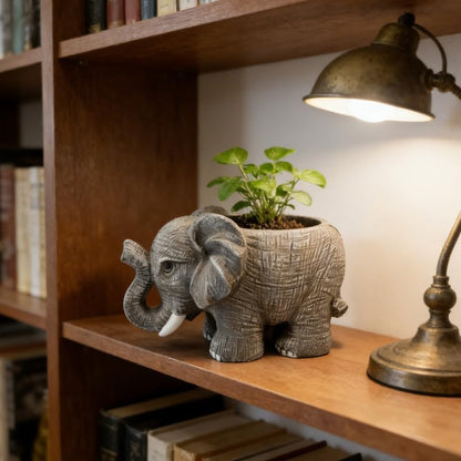 Mini Elephant Succulent Planter Pot, Cute Resin Animal Flower Pot for Succulents, Cactus & Small Plants, Small Decorative Desk Planter for Home Office Decor