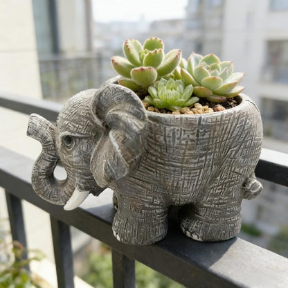 Mini Elephant Succulent Planter Pot, Cute Resin Animal Flower Pot for Succulents, Cactus & Small Plants, Small Decorative Desk Planter for Home Office Decor