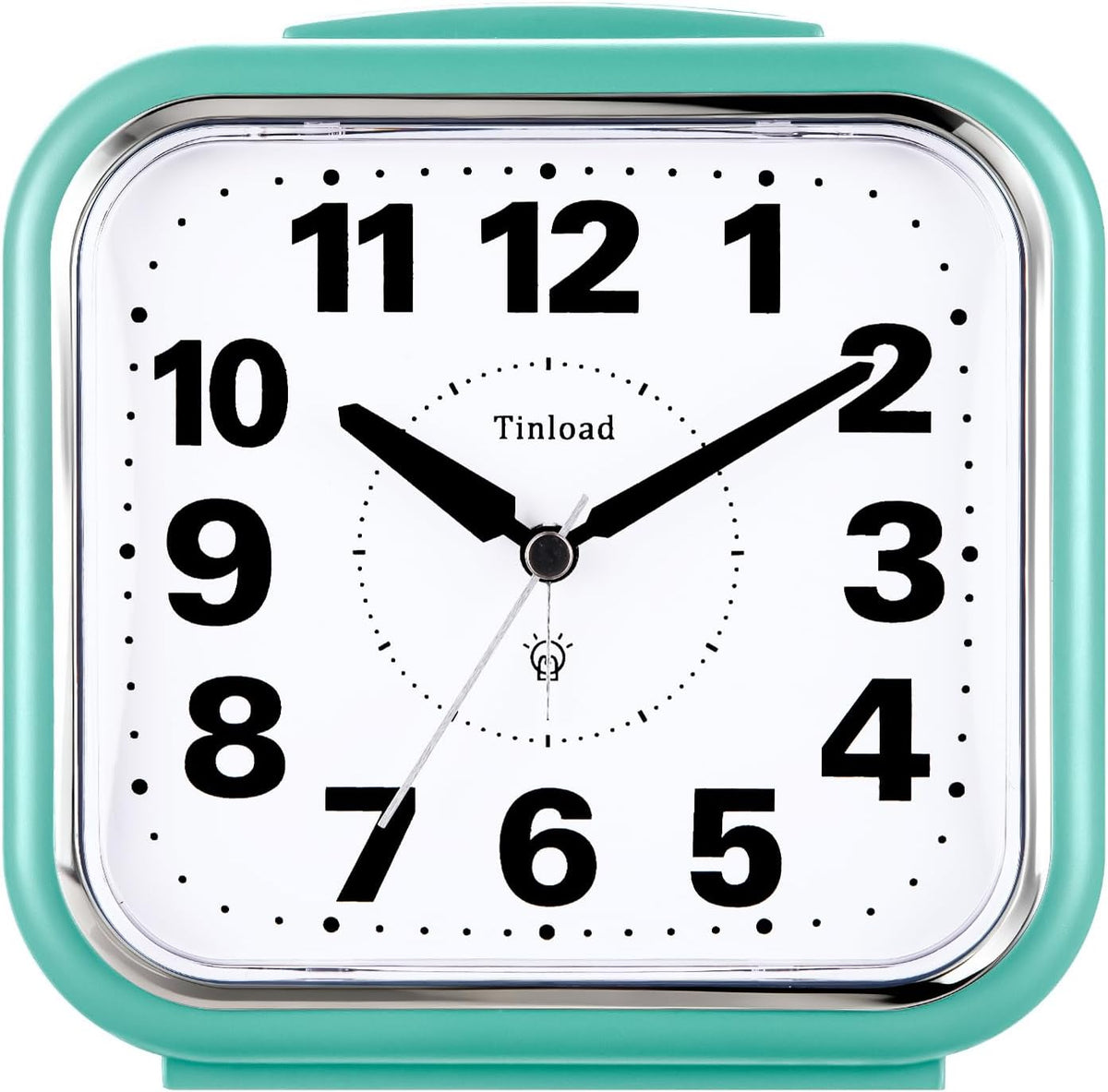 5.5" Large No Ticking Analog Alarm Clock,Silent Readable for Seniors,Easy to Set,Gradual Rise Alarm,Big Numbers,Gentle Wake,Snooze, Lighted on Demand,Battery Operated,Black