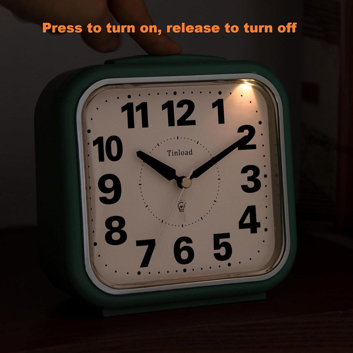 5.5" Large No Ticking Analog Alarm Clock,Silent Readable for Seniors,Easy to Set,Gradual Rise Alarm,Big Numbers,Gentle Wake,Snooze, Lighted on Demand,Battery Operated,Black