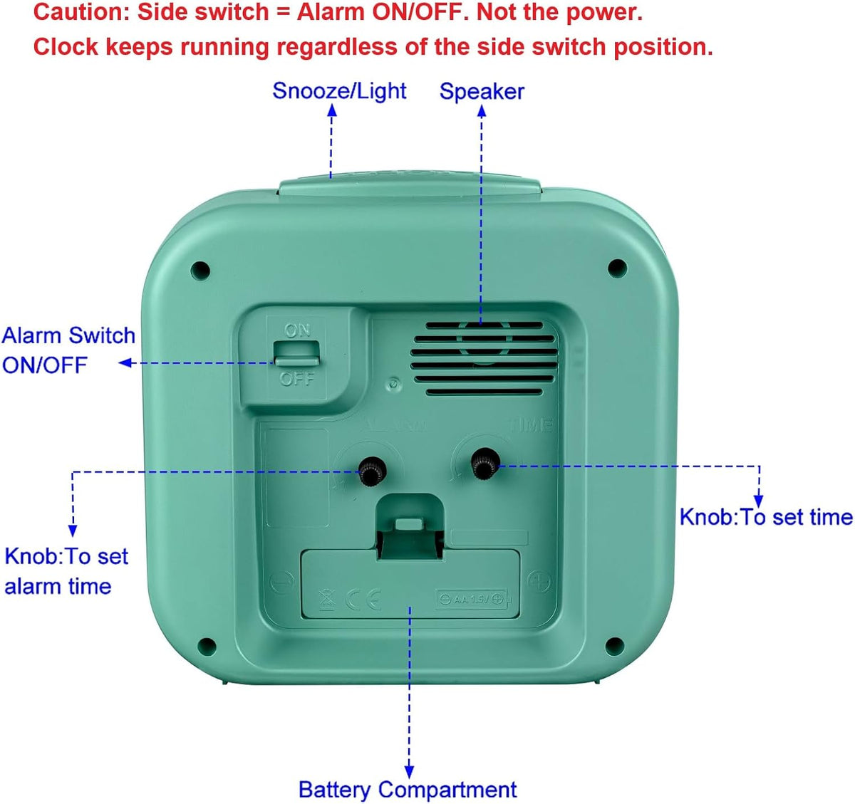 5.5" Large No Ticking Analog Alarm Clock,Silent Readable for Seniors,Easy to Set,Gradual Rise Alarm,Big Numbers,Gentle Wake,Snooze, Lighted on Demand,Battery Operated,Black