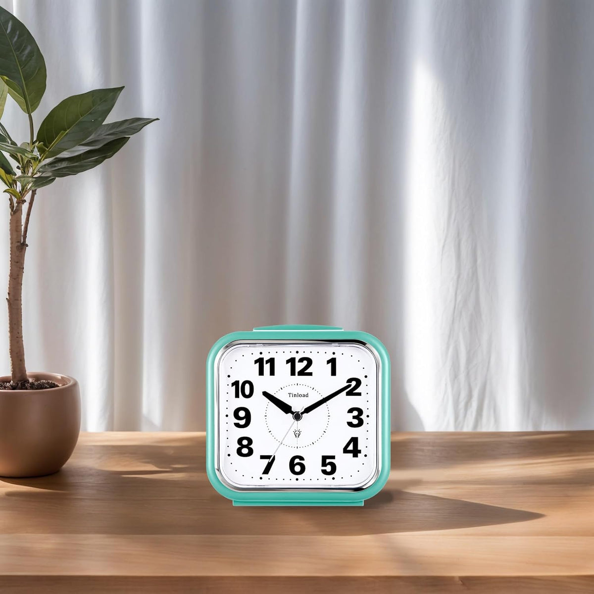 5.5" Large No Ticking Analog Alarm Clock,Silent Readable for Seniors,Easy to Set,Gradual Rise Alarm,Big Numbers,Gentle Wake,Snooze, Lighted on Demand,Battery Operated,Black