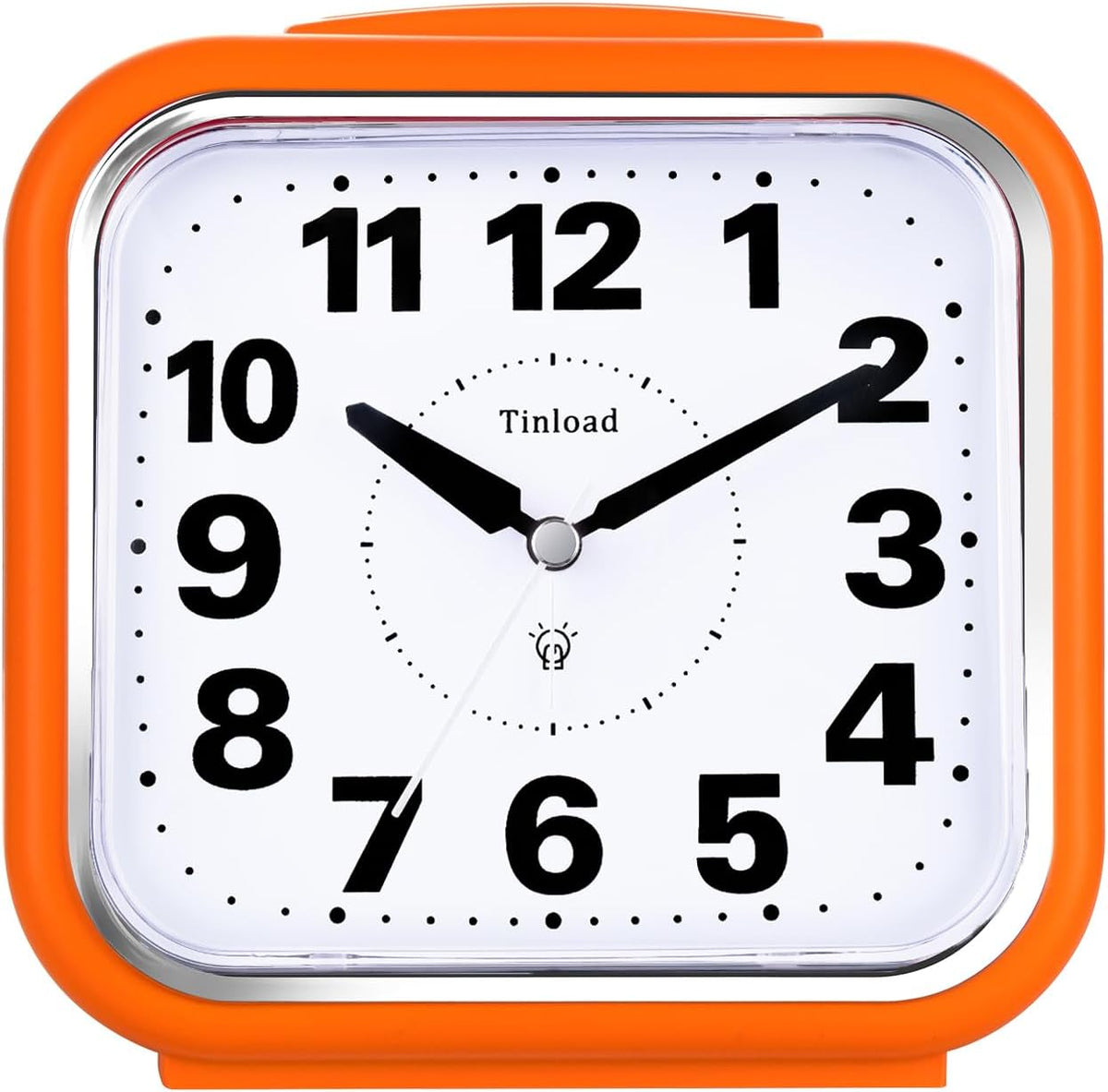 5.5" Large No Ticking Analog Alarm Clock,Silent Readable for Seniors,Easy to Set,Gradual Rise Alarm,Big Numbers,Gentle Wake,Snooze, Lighted on Demand,Battery Operated,Black