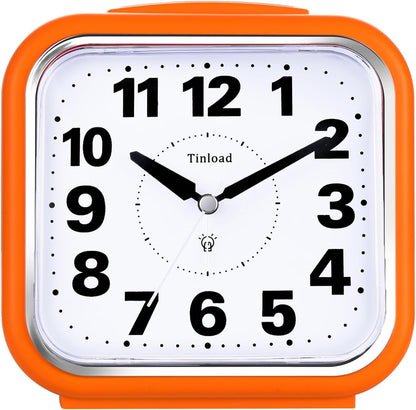 5.5" Large No Ticking Analog Alarm Clock,Silent Readable for Seniors,Easy to Set,Gradual Rise Alarm,Big Numbers,Gentle Wake,Snooze, Lighted on Demand,Battery Operated,Black