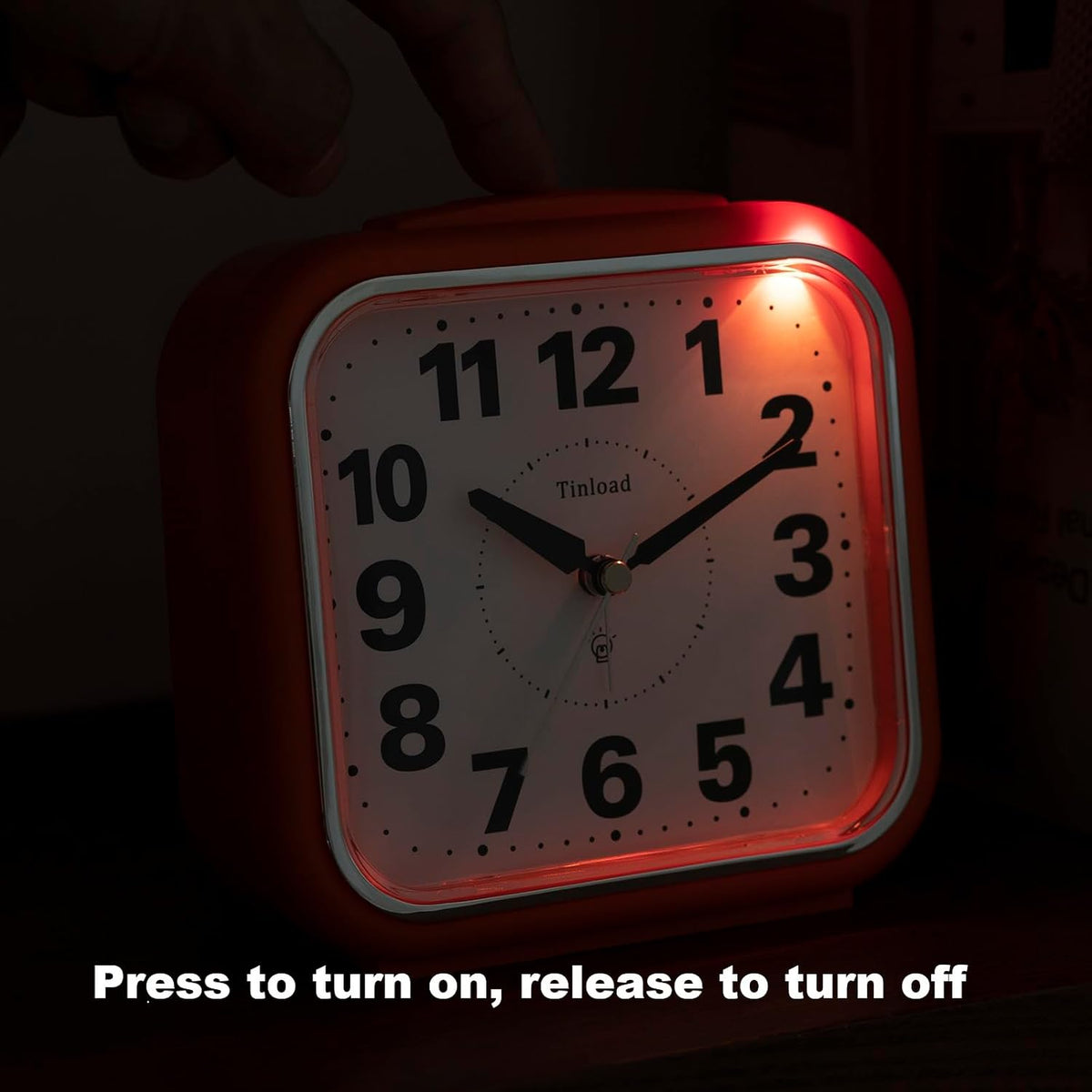 5.5" Large No Ticking Analog Alarm Clock,Silent Readable for Seniors,Easy to Set,Gradual Rise Alarm,Big Numbers,Gentle Wake,Snooze, Lighted on Demand,Battery Operated,Black