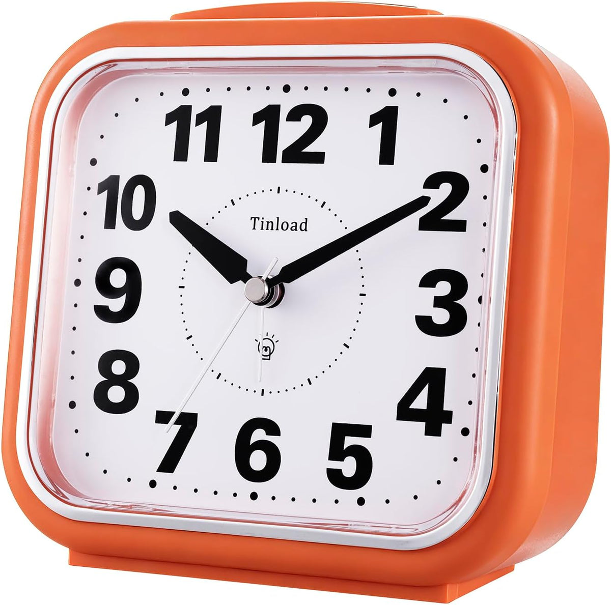 5.5" Large No Ticking Analog Alarm Clock,Silent Readable for Seniors,Easy to Set,Gradual Rise Alarm,Big Numbers,Gentle Wake,Snooze, Lighted on Demand,Battery Operated,Black