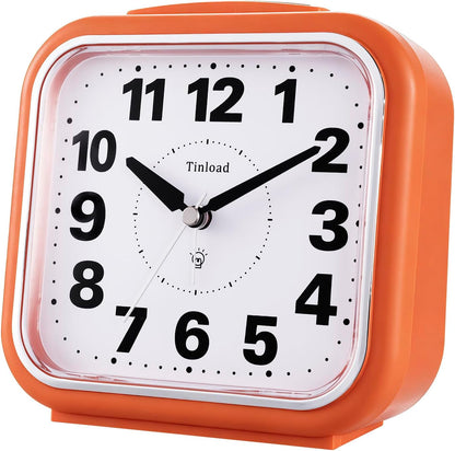 5.5" Large No Ticking Analog Alarm Clock,Silent Readable for Seniors,Easy to Set,Gradual Rise Alarm,Big Numbers,Gentle Wake,Snooze, Lighted on Demand,Battery Operated,Black