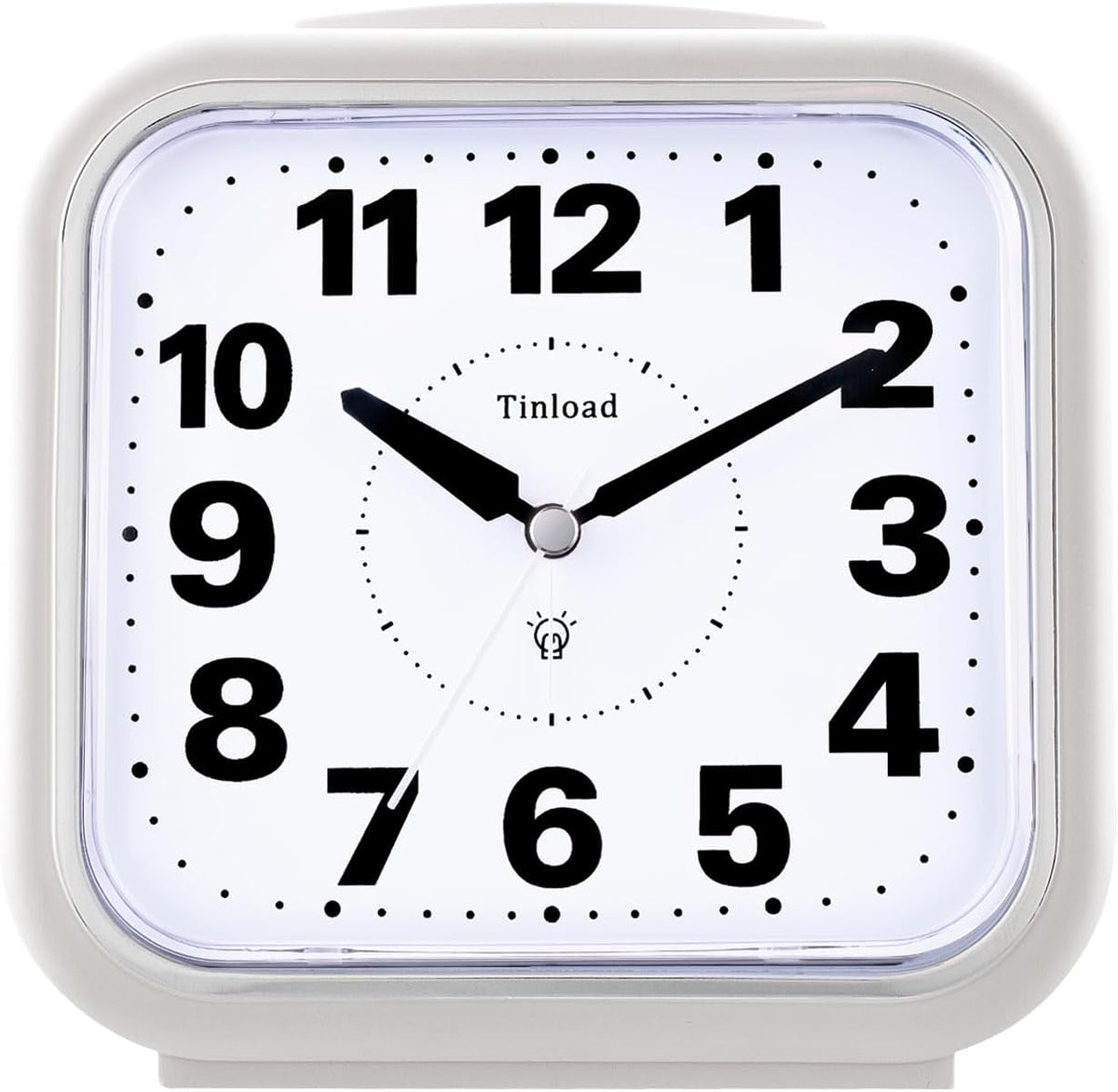 5.5" Large No Ticking Analog Alarm Clock,Silent Readable for Seniors,Easy to Set,Gradual Rise Alarm,Big Numbers,Gentle Wake,Snooze, Lighted on Demand,Battery Operated,Black