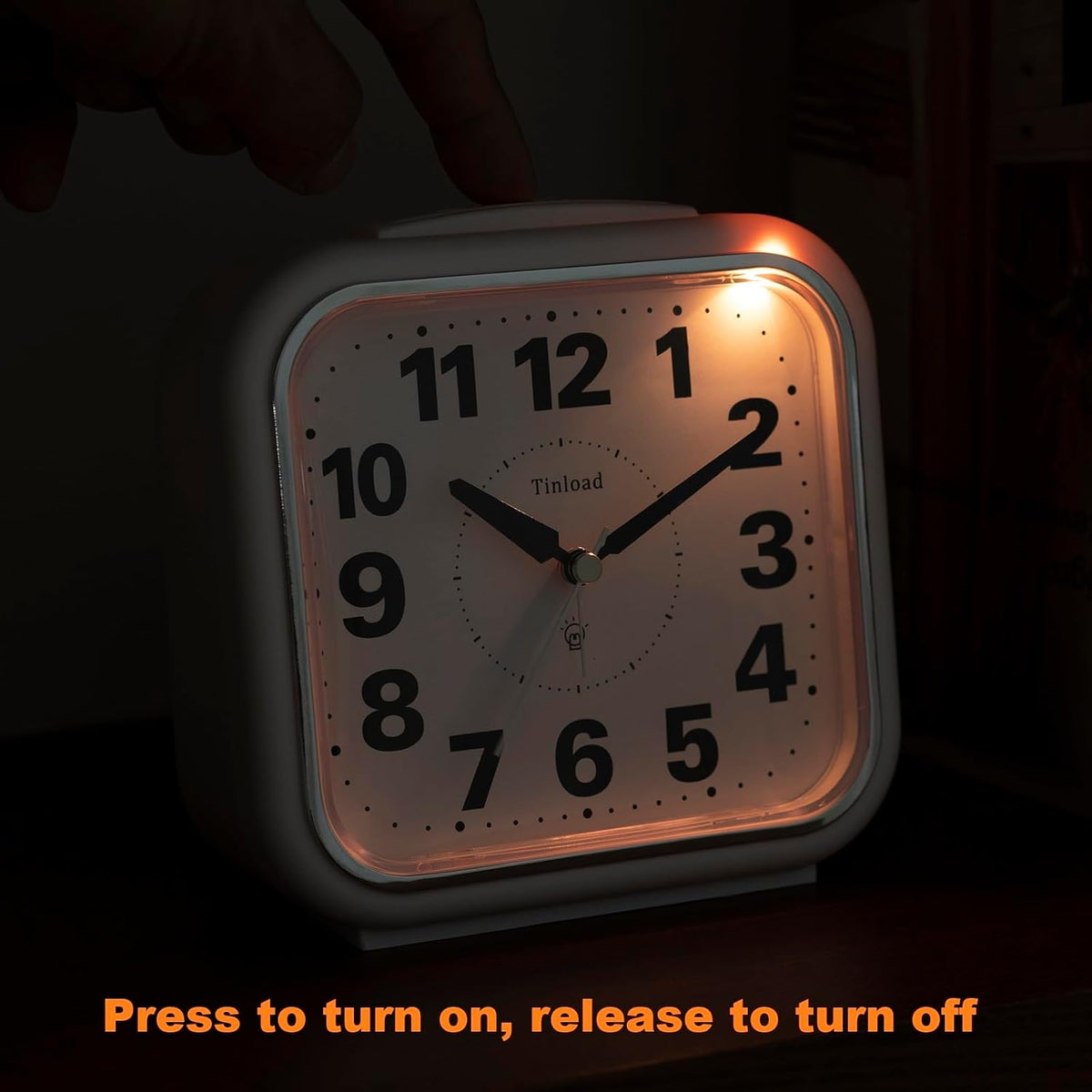 5.5" Large No Ticking Analog Alarm Clock,Silent Readable for Seniors,Easy to Set,Gradual Rise Alarm,Big Numbers,Gentle Wake,Snooze, Lighted on Demand,Battery Operated,Black