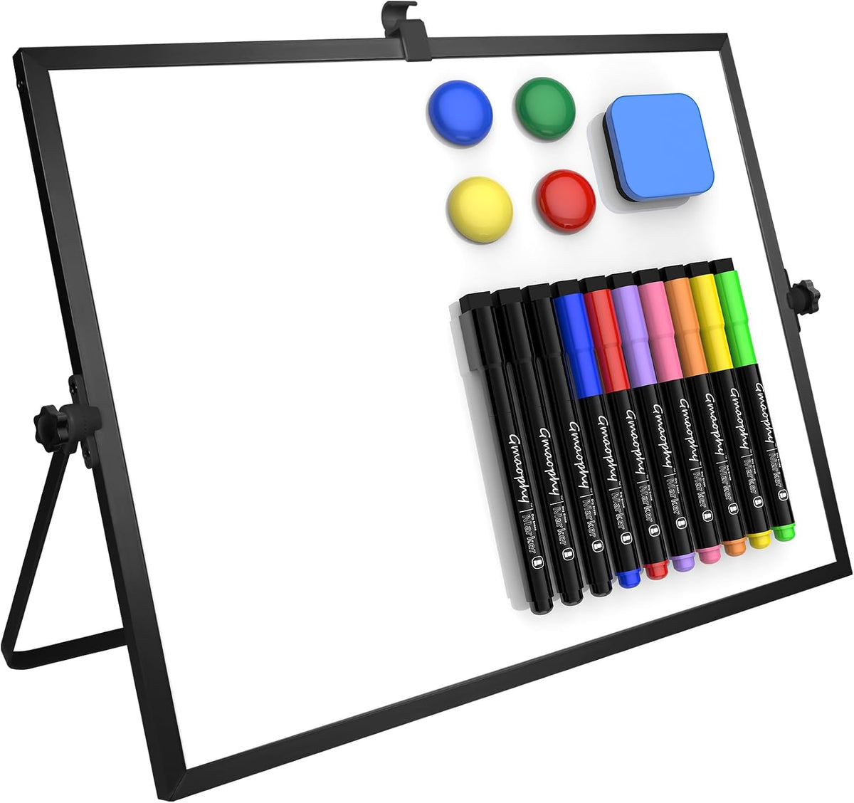 Dry Erase White Board with Stand, 16"x12" Double-Sided Magnetic Whiteboard