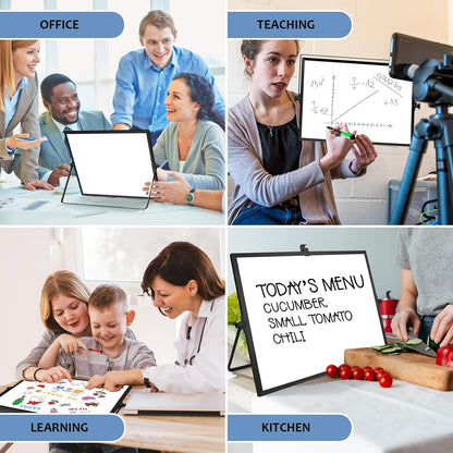 Dry Erase White Board with Stand, 16"x12" Double-Sided Magnetic Whiteboard
