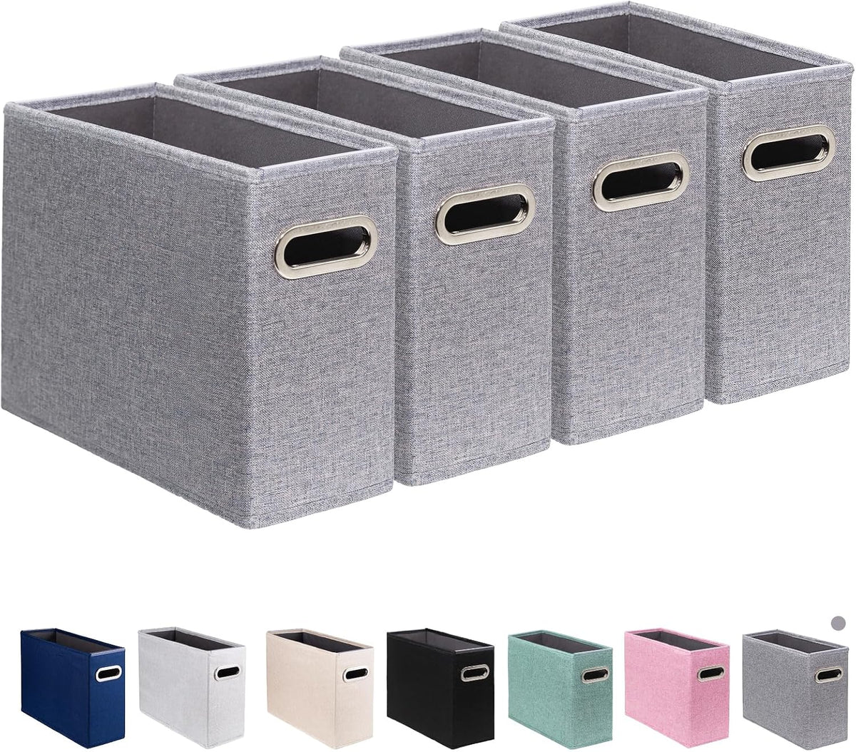 Letter Size File Storage Box Collapsible, Fabric Hanging File Folders Organizer, Portable Office Document Holder with Metal Handle, Smooth PVC Rails, Beige