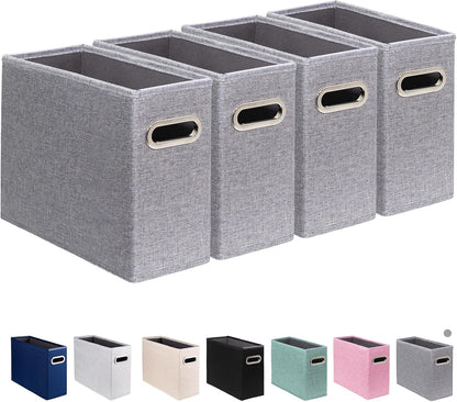 Letter Size File Storage Box Collapsible, Fabric Hanging File Folders Organizer, Portable Office Document Holder with Metal Handle, Smooth PVC Rails, Beige