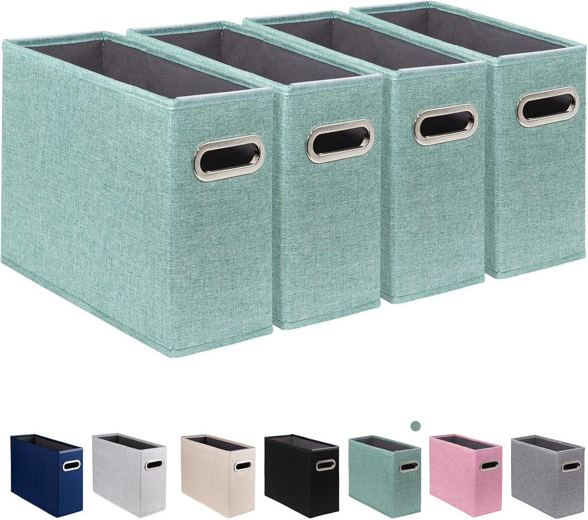 Letter Size File Storage Box Collapsible, Fabric Hanging File Folders Organizer, Portable Office Document Holder with Metal Handle, Smooth PVC Rails, Beige