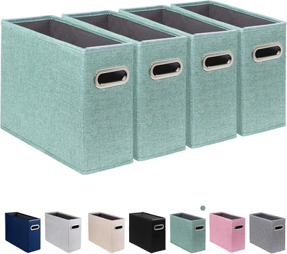 Letter Size File Storage Box Collapsible, Fabric Hanging File Folders Organizer, Portable Office Document Holder with Metal Handle, Smooth PVC Rails, Beige
