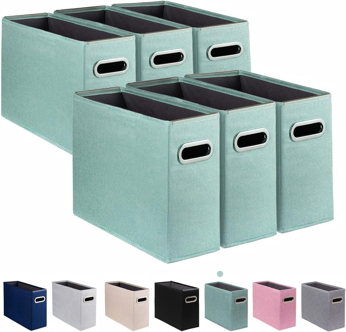Letter Size File Storage Box Collapsible, Fabric Hanging File Folders Organizer, Portable Office Document Holder with Metal Handle, Smooth PVC Rails, Beige