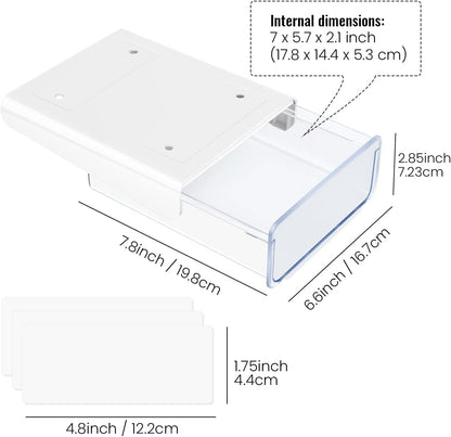 1 Pcs Under Desk Drawer, Under Table Hidden Organizer, Plastic Self-adhesive Slide out Under Desk Storage Drawer for Office Dresser Home School Stationery Kitchen (Black)